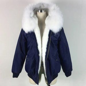 **NEW** Winter Fur Bomber in Navy Blue